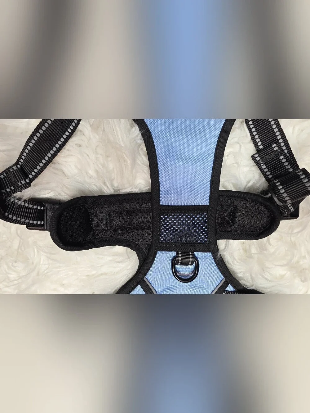 Blue Reflective No-Pull Dog Harness with 3-Buckle Fit